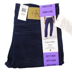 Calvin Klein Men Dark Wash Straight Jeans W30 L32 High Stretch NWT Denim